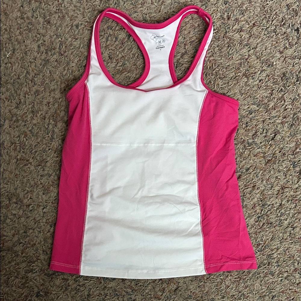 Old Navy Pink and White Tank Top